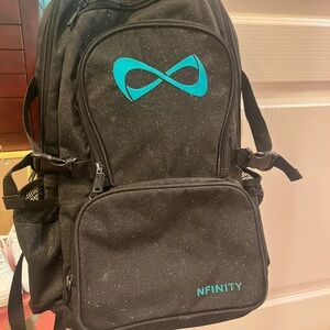 NFINITY Glitter Black Backpack with Teal Logo